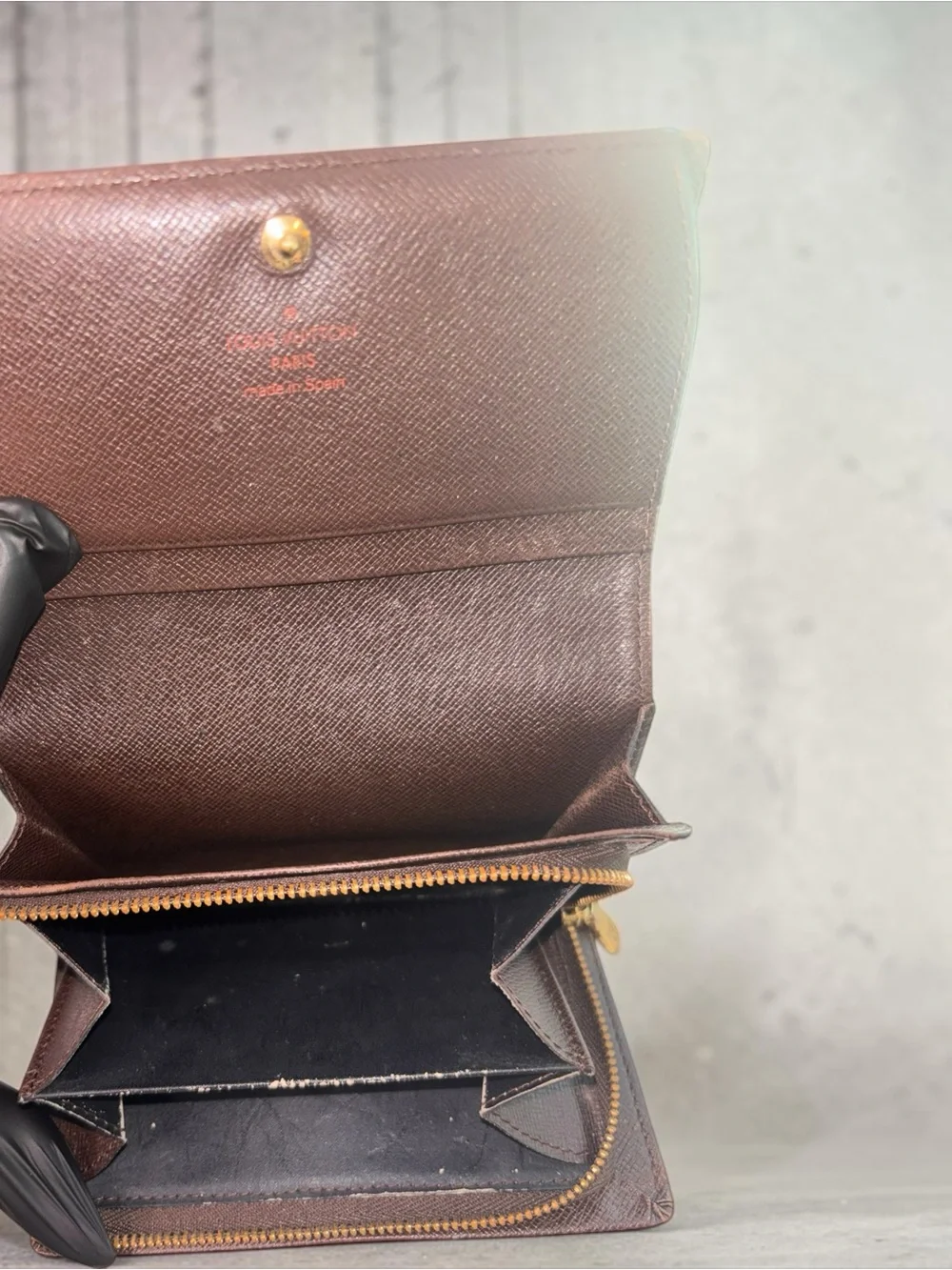 Louis Vuitton Brown Damier Ebene Messenger Bag + Matching Long Wallet Bundle